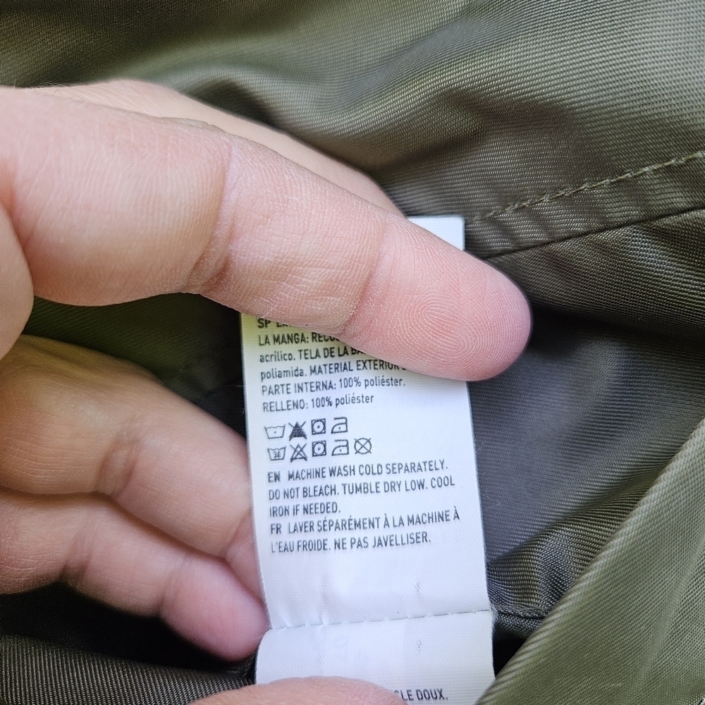 American Eagle reversible bomber jacket army green cream brown sherpa medium - Picture 8 of 9